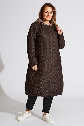 Пальто с капюшоном Умбрия от Dimma Fashion, цвет темно-коричневый, вид 1