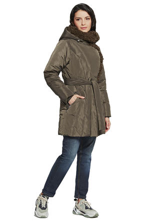 Зимняя куртка с капюшоном Димма артикул 2108 цвет хаки вид 2