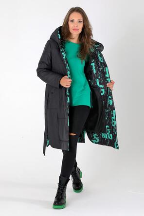 Зимнее пальто с принтом DW-23417, цвет зеленый, вид 5