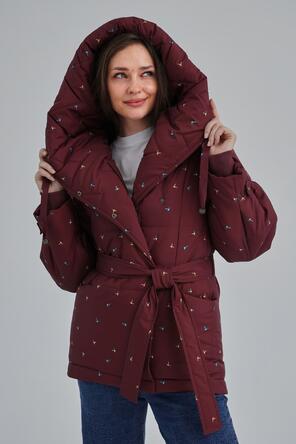 Зимняя куртка с капюшоном Берти артикул 2405 цвет бордовый, foto 3