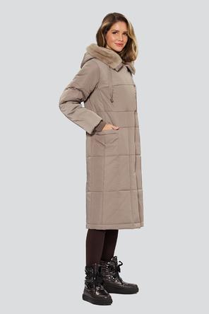 Зимнее пальто с капюшоном Мелисса Димма артикул 2315 цвет табачный фото 07