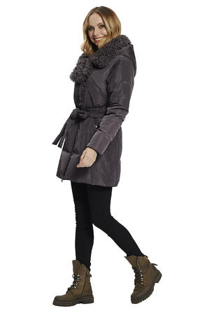 Зимняя куртка с капюшоном Димма артикул 2108 цвет серо-сиреневый вид 2