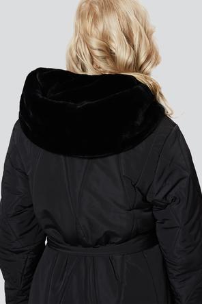 Пальто с меховым капюшоном Доротея от Димма, цвет черный, фото 5