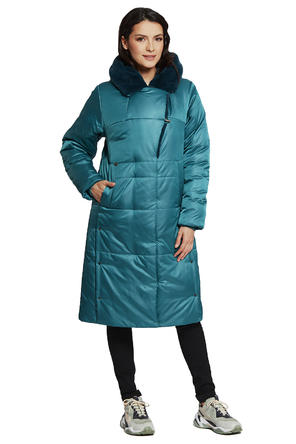 Зимнее пальто с капюшоном Димма арт 2110 цвет бирюзовый, фото 2