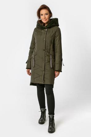 Зимнее пальто с мехом DW-21410, цвет темно-хаки, вид 3