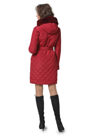 Зимнее стеганное пальто Катрин, цвет красный