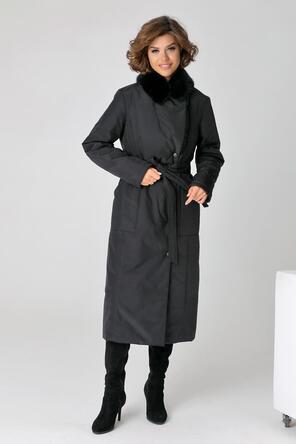 Пальто с эко-мехом DW-23303, цвет черный, фото 1