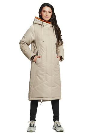 Зимнее пальто с капюшоном Олона, тм Димма цвет бежевый, вид 2