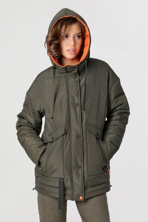 Женская куртка с капюшоном DW-23333, цвет темно-оливковый, фото 3