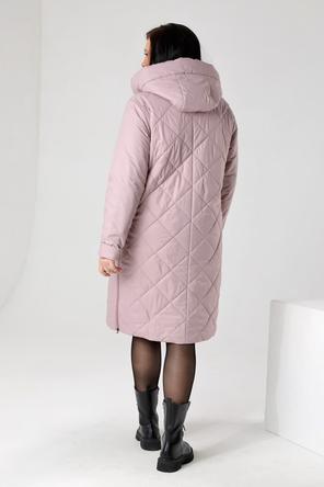 Женский утепленный плащ DW-23110, тм Dizzyway, цвет серо-розовый, вид 2
