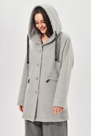 Пальто с капюшоном Пейдж от Димма, цвет светло серый, фото 3