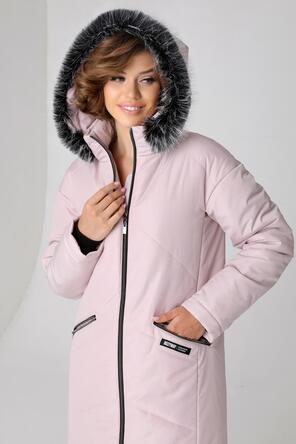 Зимнее пальто DW-23406, цвет серо-розовый, вид 4