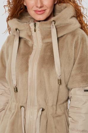 Зимнее пальто с капюшоном Беллини Димма артикул 2305 цвет бежевый