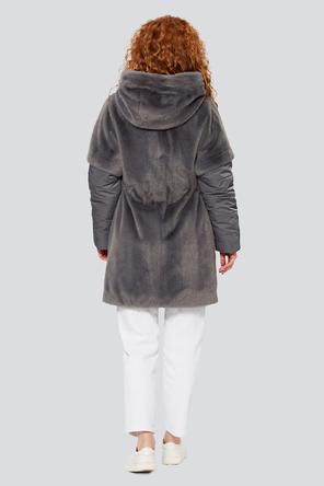 Зимнее пальто с капюшоном Беллини Димма артикул 2305 цвет серый