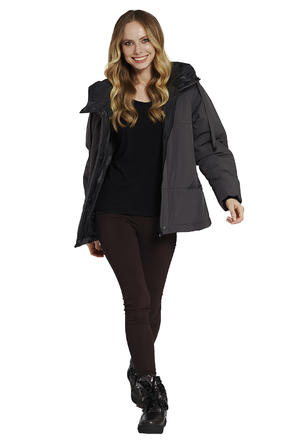 Зимняя куртка женская с капюшоном Димма артикул 2124 цвет темно серый, вид 2