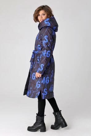 Зимнее пальто с принтом DW-23417, цвет синий, вид 2