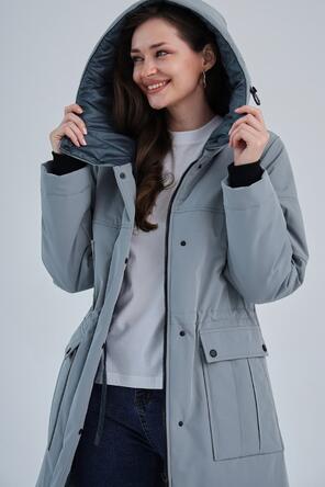Зимнее пальто с капюшоном Димма артикул 2418 цвет светло-серый, вид 4