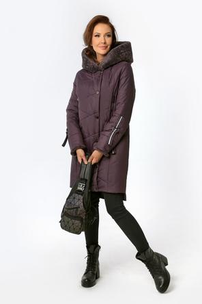 Зимнее пальто с мехом DW-21410, цвет темно-фиолетовый, вид 2