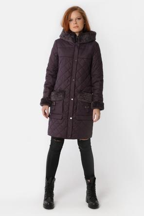 Женское стеганое пальто DW-21332, цвет темно-фиолетовый, фото 01