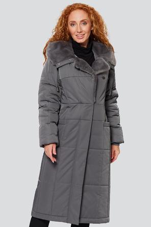 Зимнее пальто с капюшоном Мелисса Димма артикул 2315 цвет серый фото 02