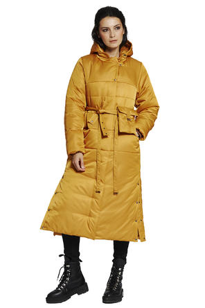 Женское зимние пальто Алькамо цвет горчичный, фото 1