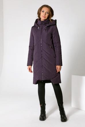Длинное стеганое пальто DW-22412 на зиму, цвет темно-фиолетовый, фото 1