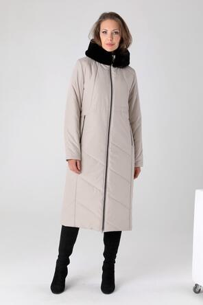 Зимнее пальто DW-23409, цвет серо-бежевый, фото 1