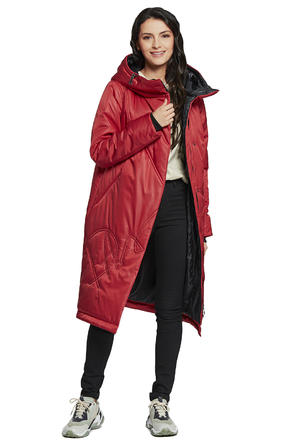 Зимнее пальто с капюшоном Димма артикул 2118 цвет красный фото 3