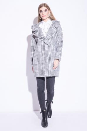 пальто женское с капюшоном арт. es-3-0015м серого цвета, фото 2