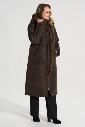 Зимнее пальто с капюшоном Макарена артикул 2400 цвет коричневый, фото 2