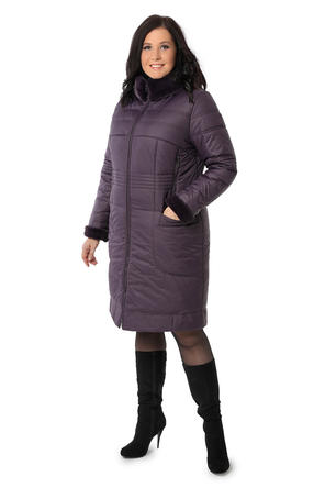 Зимнее стеганное пальто DW-20408, цвет баклажановый vid 2