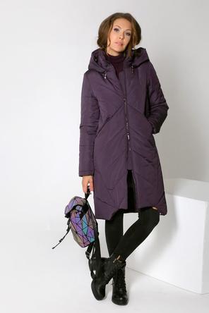 Длинное стеганое пальто DW-22412 на зиму, цвет темно-фиолетовый, фото 4