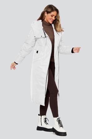 Зимнее пальто с капюшоном Алассио Димма артикул 2304 цвет белый