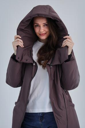 Зимнее пальто с капюшоном Алассио Димма артикул 2410 цвет фиолетовый, фото 2