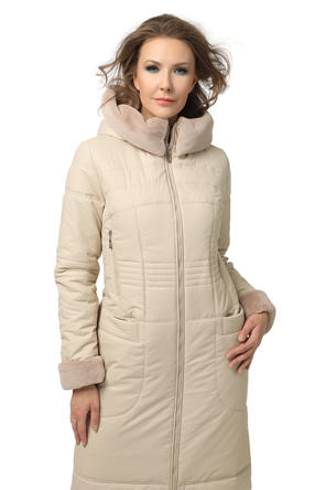 Зимнее стеганное пальто DW-20408, цвет слоновая кость vid 3
