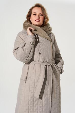 Пальто зимнее с капюшоном от D'imma Fashion цвет табачный, вид 5