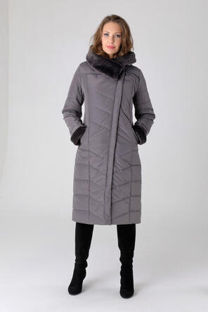 Зимнее стеганое пальто DW-21407, цвет темно серый foto 1