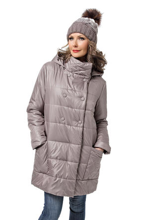 Зимняя женская куртка с отстегивающимся капюшоном, цвет серо-коричневый