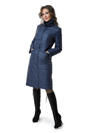 Стеганое пальто DW-21107, цвет темно синий фото 2