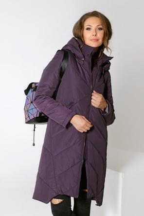 Длинное стеганое пальто DW-22412 на зиму, цвет темно-фиолетовый, фото 5