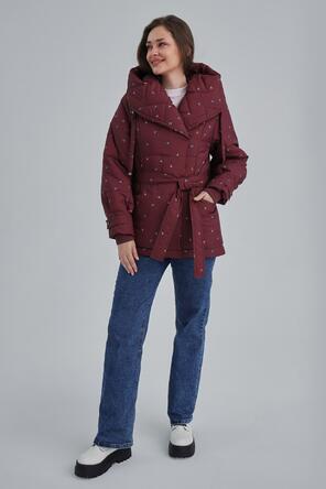 Зимняя куртка с капюшоном Берти артикул 2405 цвет бордовый, foto 1