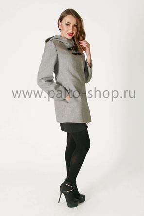 Пальто с капюшоном Миа серый мелланж, фото 2