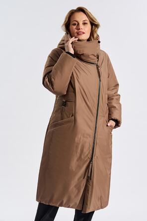 Зимнее пальто с капюшоном Алассио Димма артикул 2410 цвет песочный, фото 1