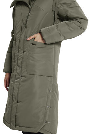Зимнее пальто с капюшоном Димма артикул 2121 цвет хаки vid 3