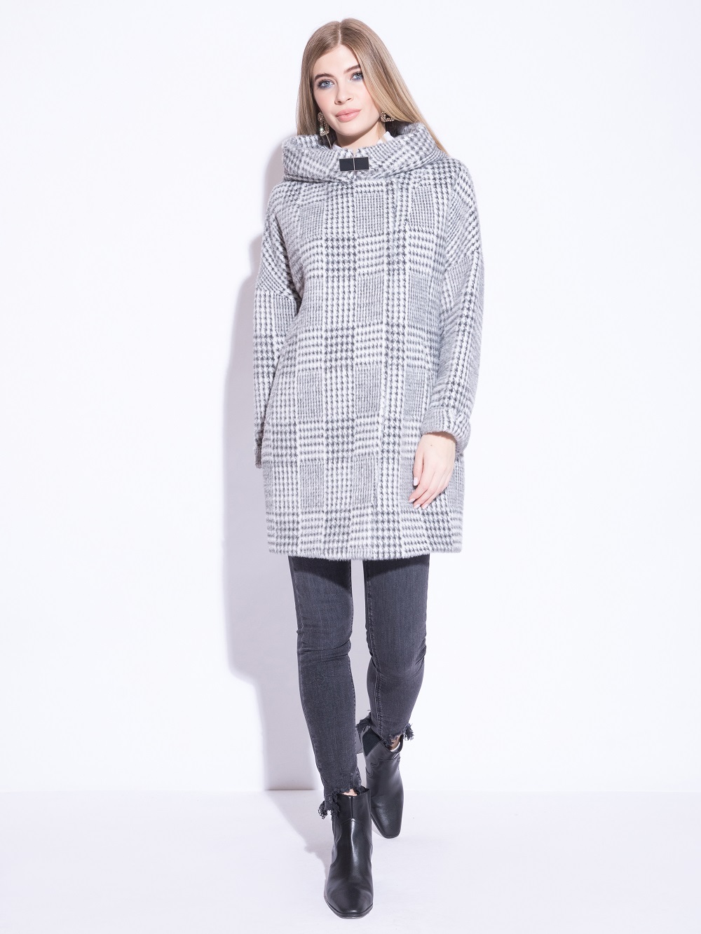 Пальто с капюшоном арт. ES-3-0015м, цвет серый от бренда ElectraStyle