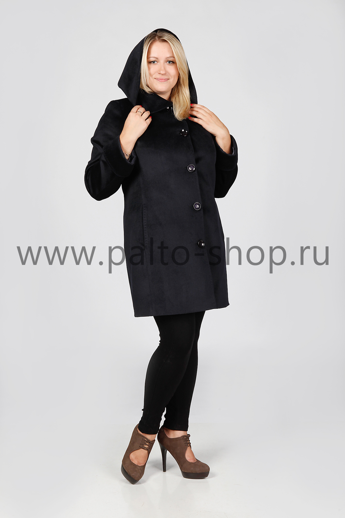 Пальто с капюшоном Николь, цвет Черный, тм Valery 2000
